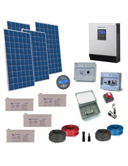 Kit Maison Solaire 22kw 48v Plus Onduleur Accumulation Batterie Gel 220ah