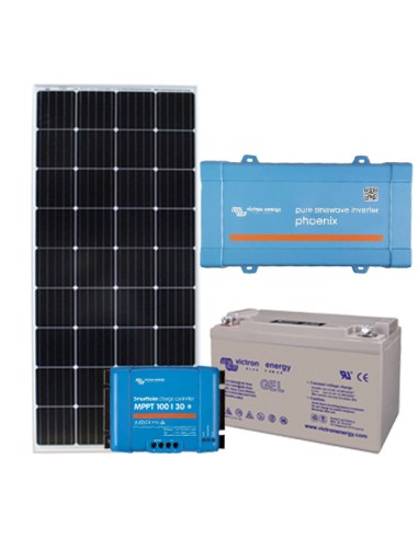 Kit photovoltaïque hors réseau monophasé 175W Onduleur Phoenix 650W 12V GEL Deep