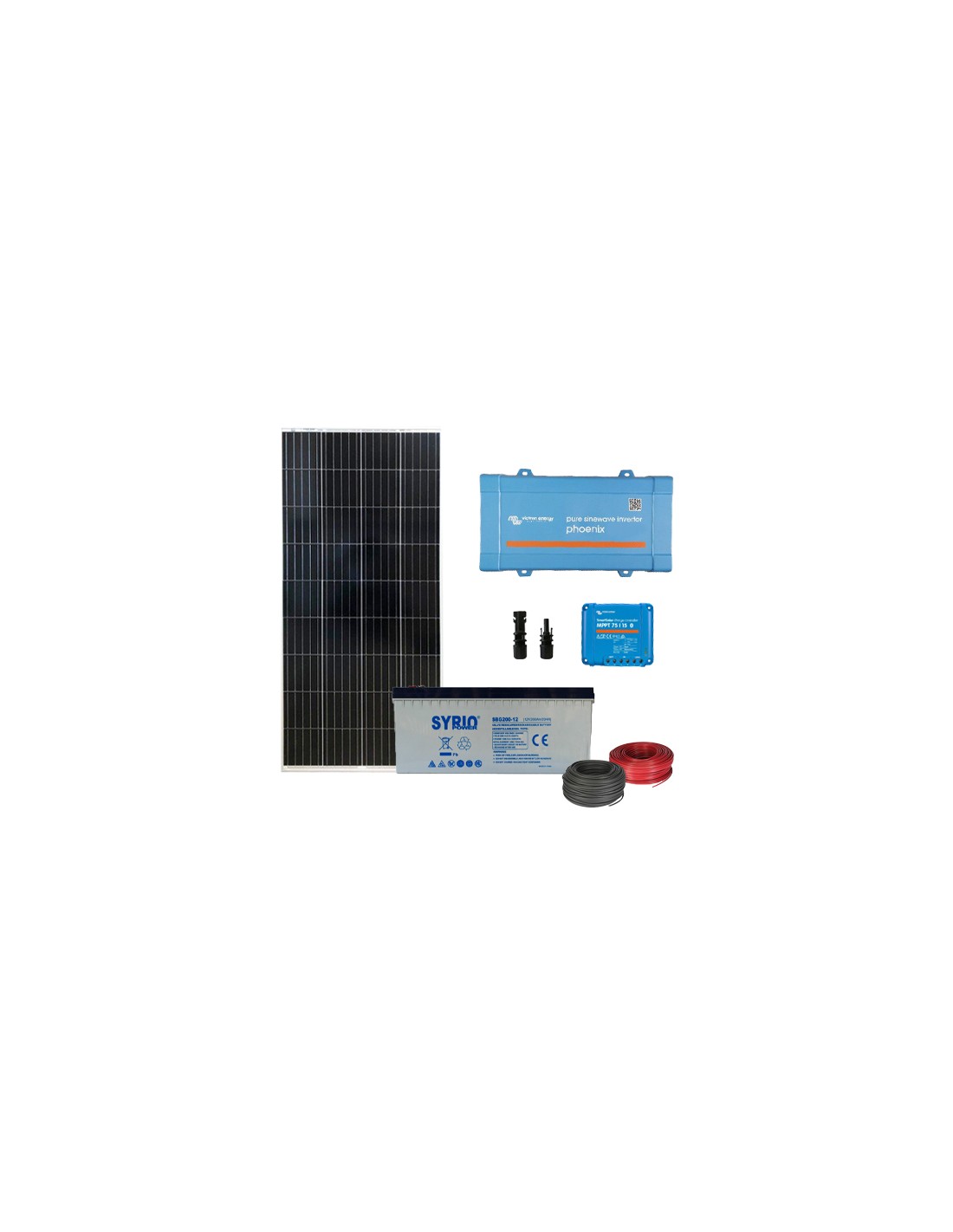 Kit solaire cabine 115W poly onduleur 650W batterie GEL Syrio