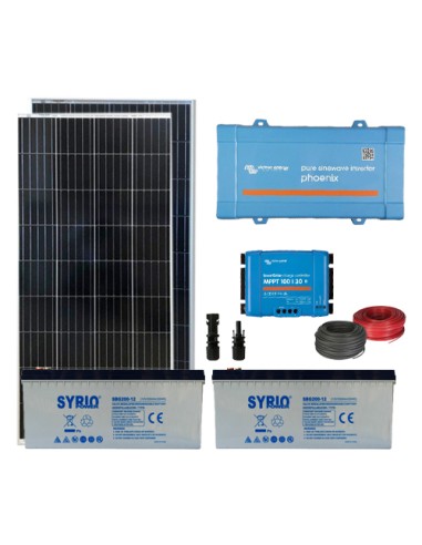 Kit Solar 460W 12/24V Base2 Placa Solar Poli Controlador de Carga 50A MPPT