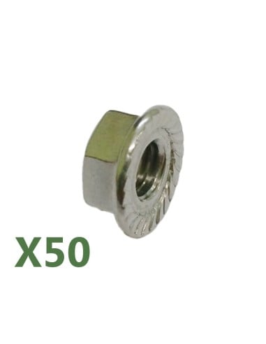 Set of 50 M10 flange hex nuts