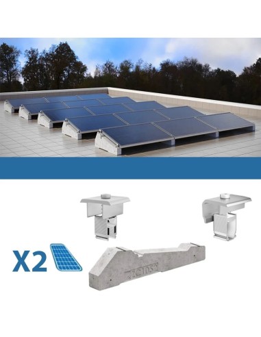 Fixing kit for 2 flat roof panels with ballast solar photovoltaic