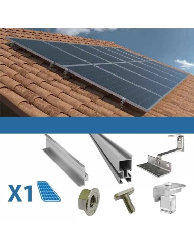 Kit de fixation pour 1 panneau de toiture inclinés avec tuiles photovoltaïque