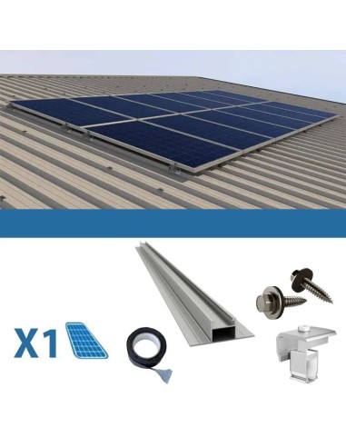 Fixing kit for 1 panel on corrugated sheet metal 38cm solar photovoltaic bars