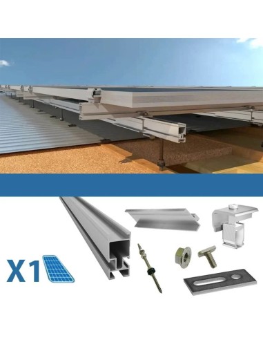 Kit de fijación para 1 panel solar fotovoltaico para tejado de madera