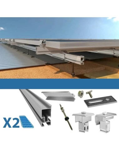 Kit de fijación para 2 panels solar fotovoltaico para tejado de madera