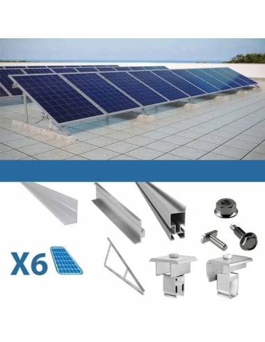 Kit de fijación para 6 paneles en cubierta plana con triángulos fotovoltaica