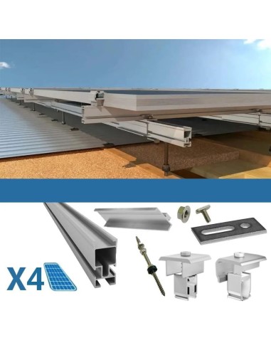 Kit de fijación para 4 panels solar fotovoltaico para tejado de madera