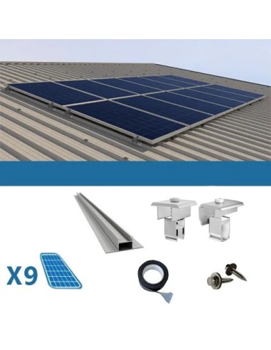 Fixing kit for 9 panel on corrugated sheet metal 38cm solar photovoltaic bars