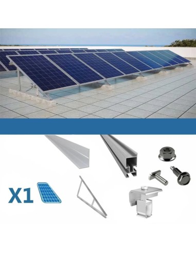 Fixing kit for 1 panels on flat roof with triangles solar photovoltaic