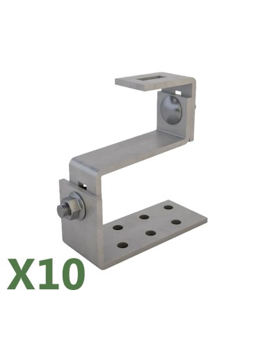 Set of 10 fully adjustable brackets for solar photovoltaic tile