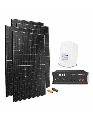 Single-phase photovoltaic kit 5100W hybrid inverter Solis 5kW Pylontech 4.8kWh