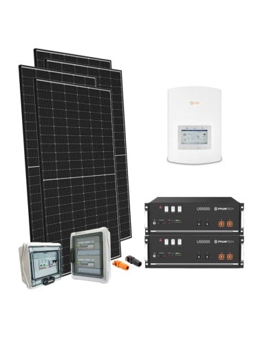 Serie Plus: vendita online Kit fotovoltaico monofase 5050W PLUS inverter ibrido Solis 5kW Pylontech 9.6kWh