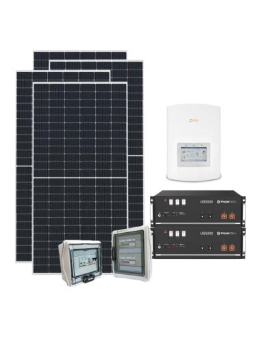 Serie Plus: vendita online Kit fotovoltaico monofase 5220W PLUS inverter ibrido Solis 5kW Pylontech 9.6kWh