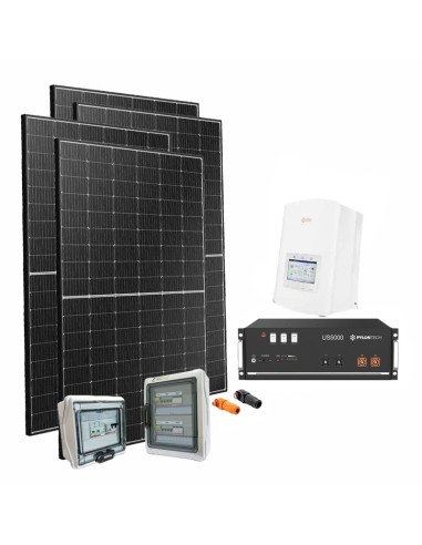 Serie Plus: vendita online Kit fotovoltaico monofase 3400W PLUS inverter ibrido Solis 3kW Pylontech 4.8kWh