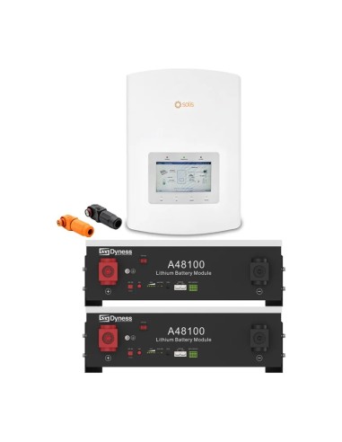 Sistema de almacenaje monofásico inversor Solis 5kW litio A48100 Dyness 9.6kWh