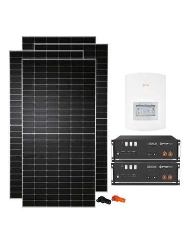 Kit fotovoltaico monofásico 4130W inversor híbrido Solis 3.6kW Pylontech 9.6kWh