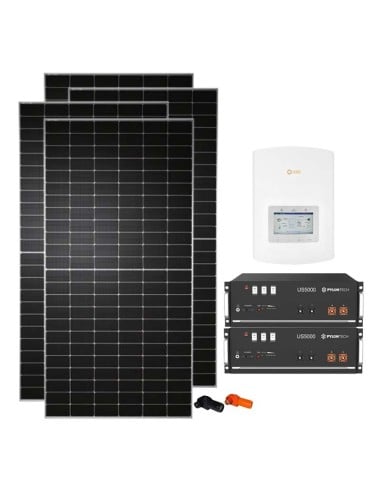 Single-phase photovoltaic kit 4130W hybrid inverter Solis 3.6kW Pylontech 9.6kWh