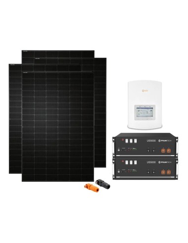 Single-phase photovoltaic kit 3440W inverter Solis 3kW lithium Pylontech 9.6kWh